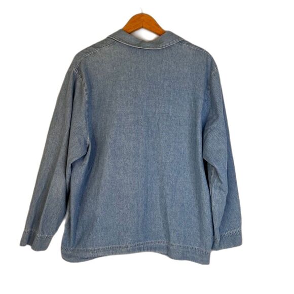 Vintage Southwestern Button Down Denim Blue Shirt Embroidered Pockets Sz LG/XL - Picture 2 of 9